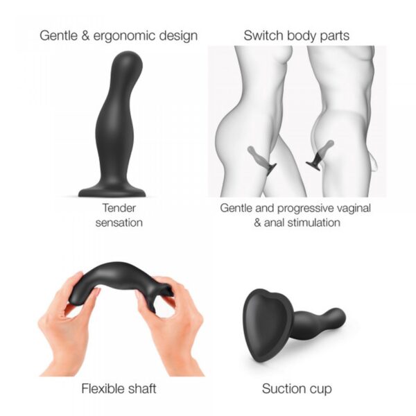 DILDO PLUG CURVY BLACK   XL - obrazek 5