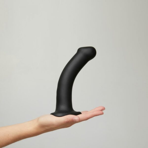 SEMI REALISTIC DUAL DENSITY BENDABLE DILDO BLACK   M - obrazek 5
