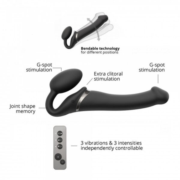 VIBRATING STRAP ON   M   BLACK - obrazek 5