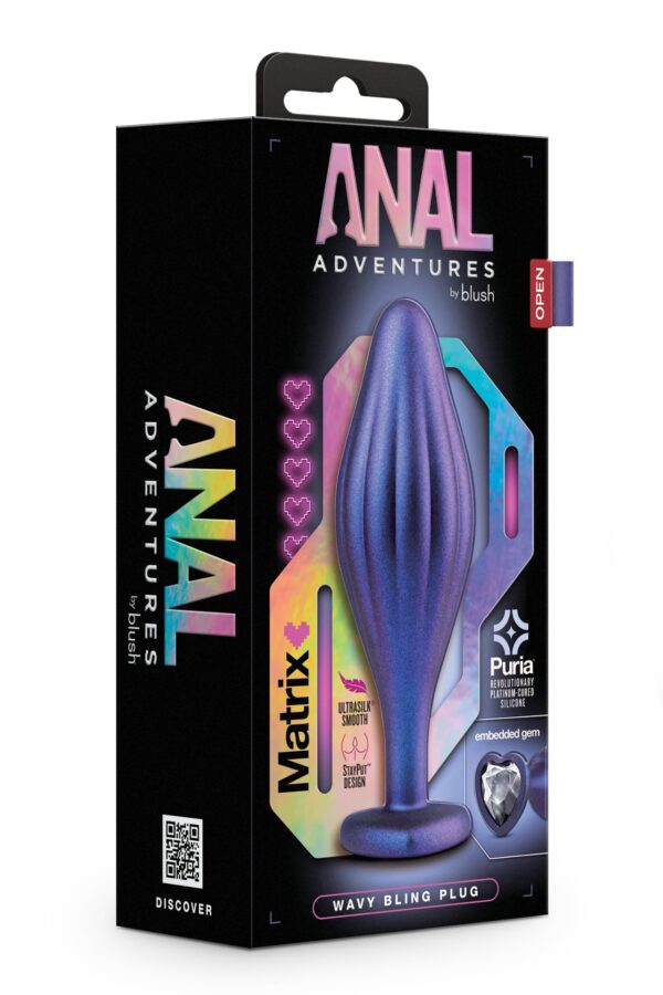 ANAL ADVENTURES MATRIX WAVY BLING PLUG SAPPHIRE - obrazek 5