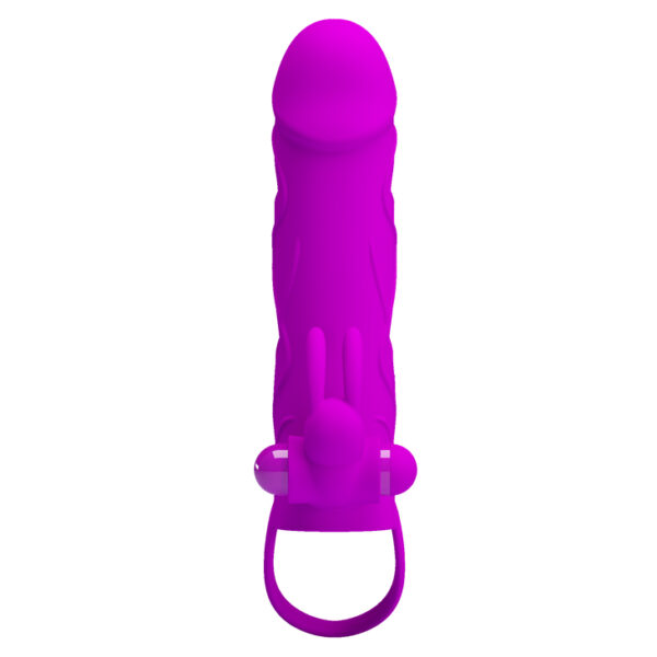 PRETTY LOVE   PENIS SLEEVE WITH BALL STRAP vibration PURPLE - obrazek 5