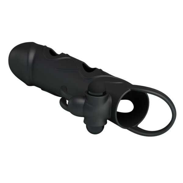 PRETTY LOVE   PENIS SLEEVE WITH BALL STRAP vibration BLACK - obrazek 5