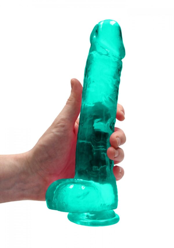9 / 25 cm Realistic Dildo With Balls   Turquoise - obrazek 5