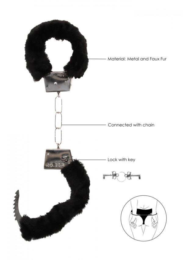 Pleasure Furry Hand Cuffs   With Quick Release Button - obrazek 5