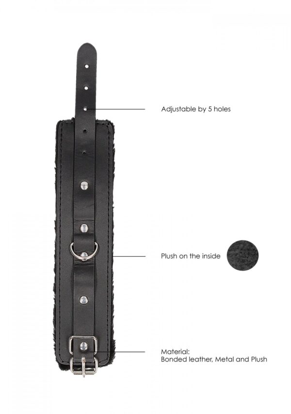 Plush Bonded Leather Hand Cuffs   With Adjustable Straps - obrazek 5
