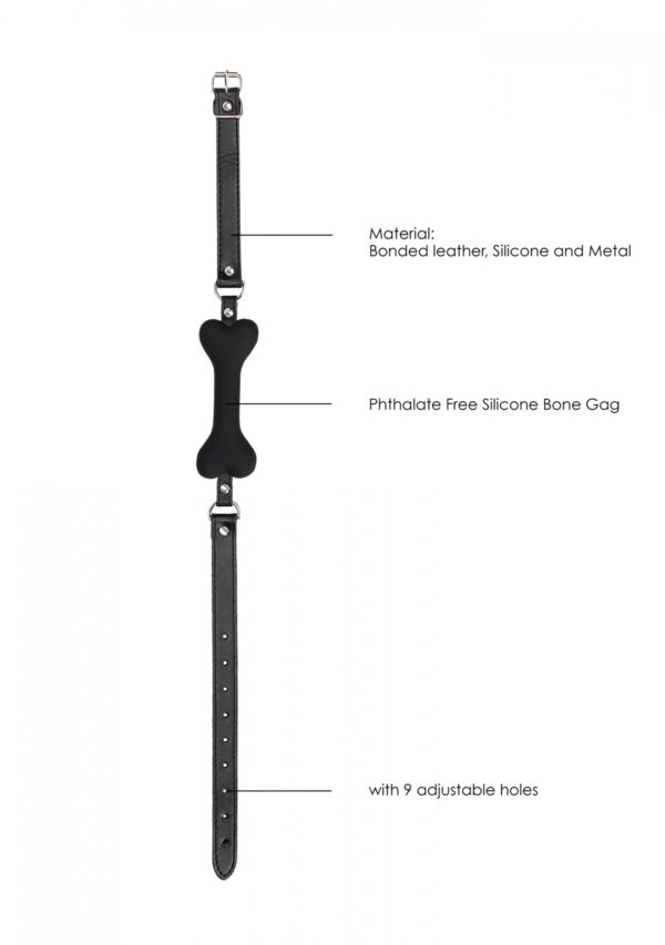 Silicone Bone Gag   With Adjustable Bonded Leather Straps - obrazek 5