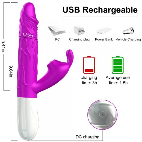 Wibrator Silicone, Vibrator USB, 7 vibration modes, Heating - obrazek 5