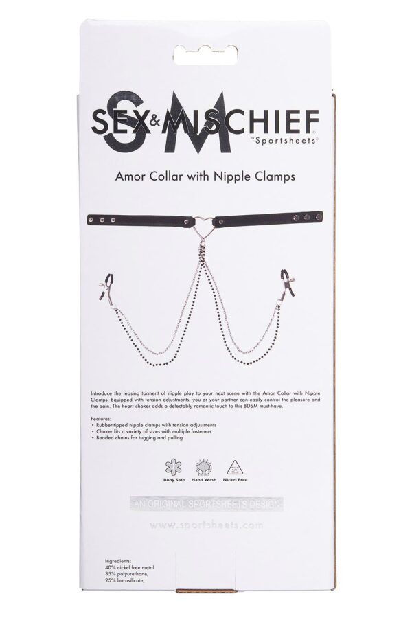 SPORTSHEETS SM AMOR COLLAR WITH NIPPLE JEWELRY - obrazek 5