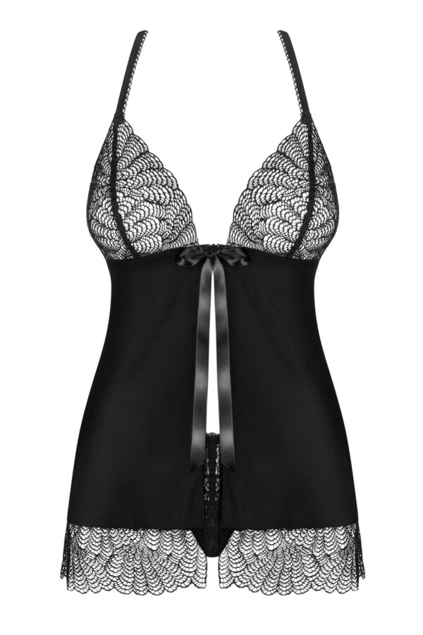 Bielizna Chiccanta babydoll i stringi czarna L/XL - obrazek 5