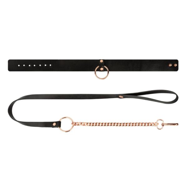 Rosy Gold   Collar with Leash   Black - obrazek 5