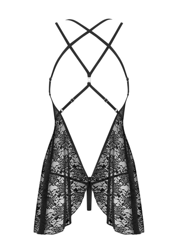 Bielizna 860 BAB 1 babydoll i stringi czarna  S/M - obrazek 6