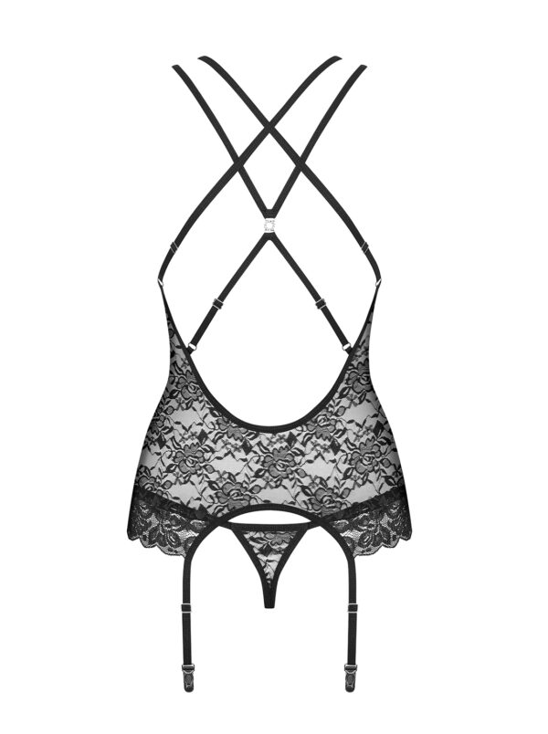Bielizna 860 COR 1 gorset i stringi czarny  S/M - obrazek 6