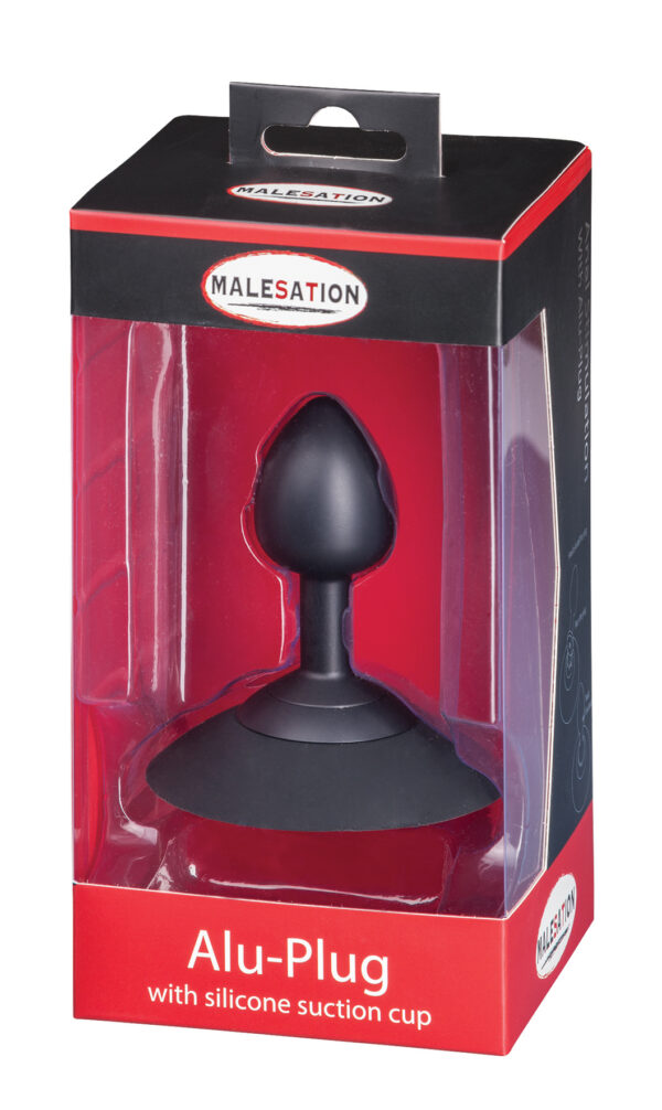MALESATION Alu Plug with suction cup small, black - obrazek 6