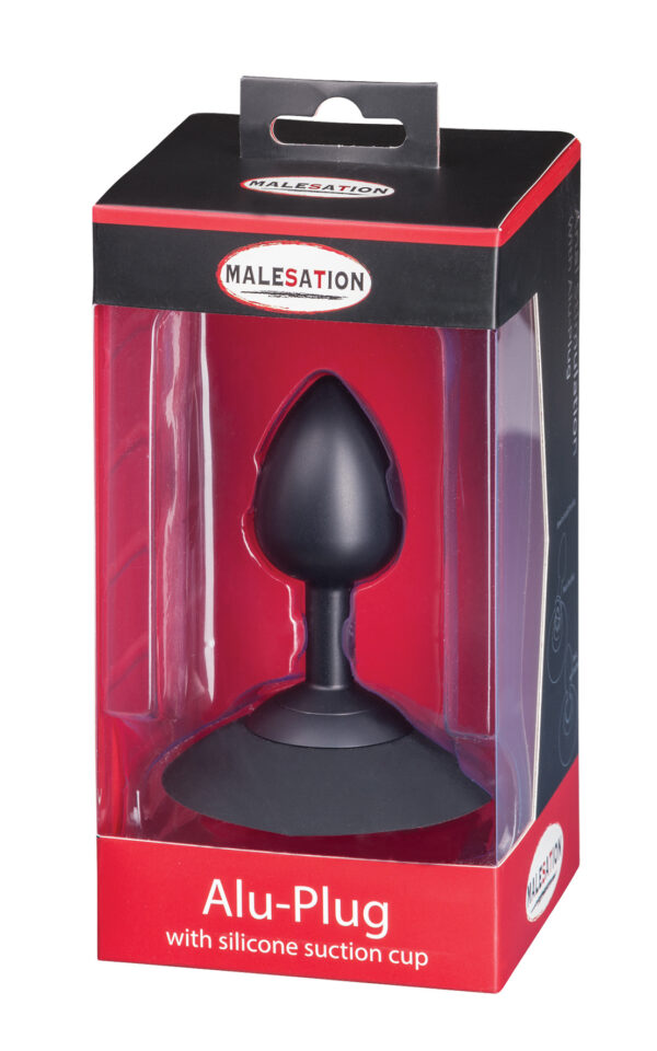 MALESATION Alu Plug with suction cup medium, black - obrazek 6