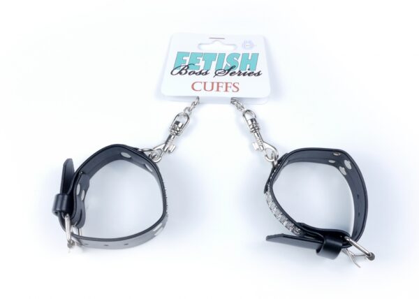 Fetish B   Series Handcuffs with cristals 3 cm Silver - obrazek 6