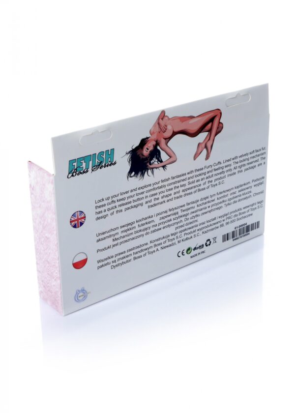 Kajdanki Fetish B   Series  Furry Cuffs Light Pink - obrazek 6
