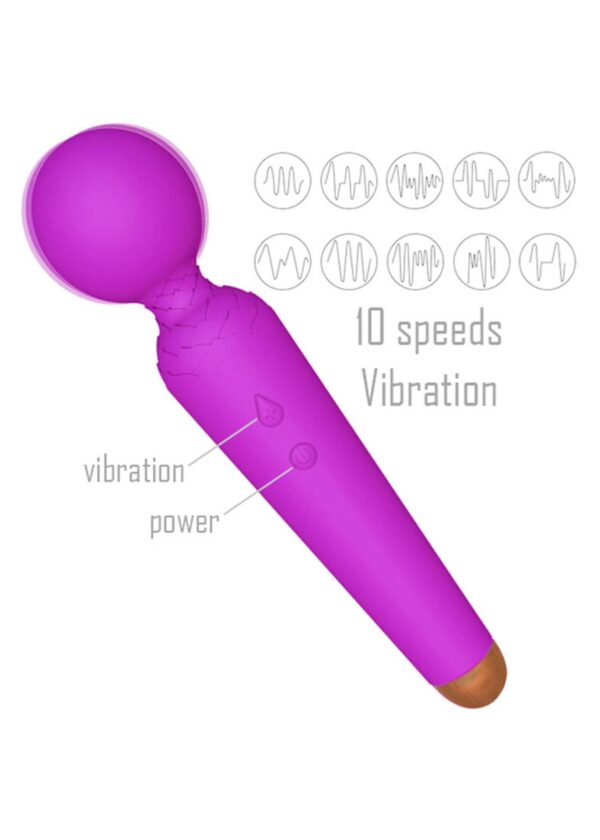 Stymulator Rechargeable Power Wand USB 10 Functions   Blue - obrazek 6