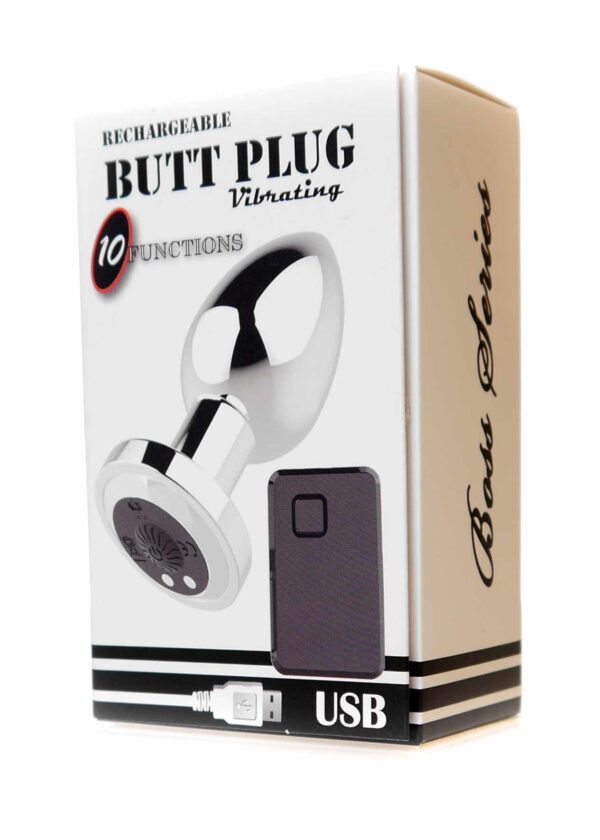 Stymulator Rechargeable Butt Plug Vibrator USB 10 Functions   Silver - obrazek 6