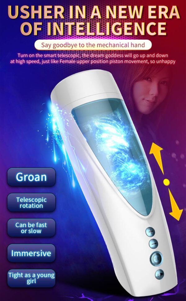 Masturbator Vibrating, Rotating and Flashing Masturbation USB 10+10 Function / Talk Mode - obrazek 6