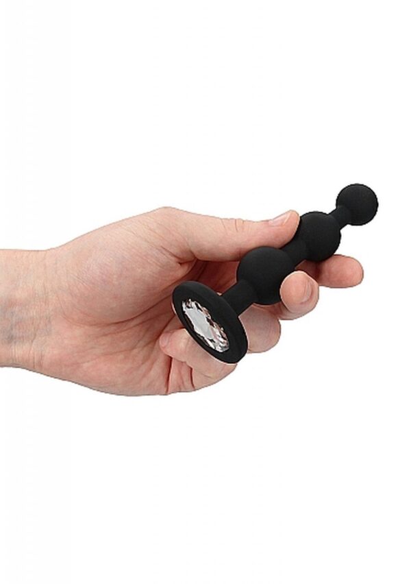 Silicone Beaded Diamond Butt Plug   Black - obrazek 6