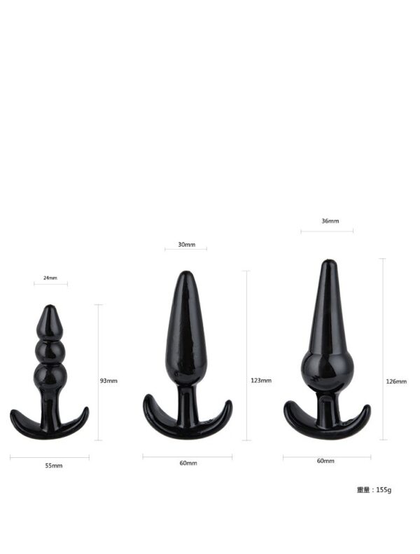 Plug Triple Anal Plugs Starter Set  3 Pack Anal Plugs Black - obrazek 6