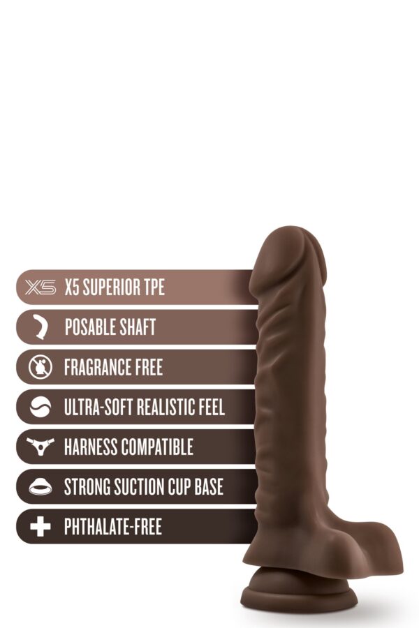 DR. SKIN PLUS 9 INCH POSABLE DILDO WITH BALLS CHOCOLATE - obrazek 6