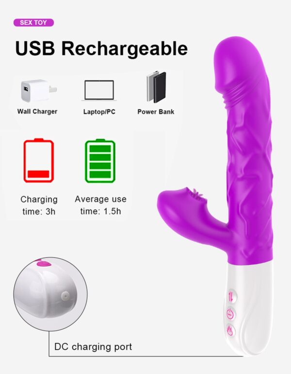 Wibrator  SiliconeTongue Vibrator, USB 10 Function - obrazek 6