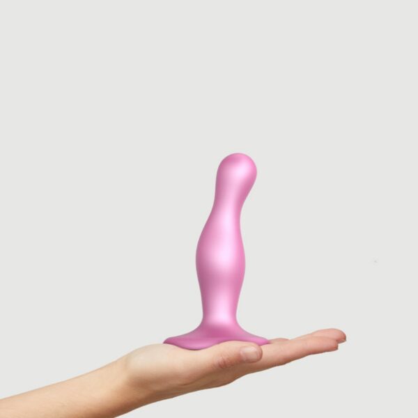 DILDO PLUG CURVY METALLIC SUGAR PINK  S - obrazek 6