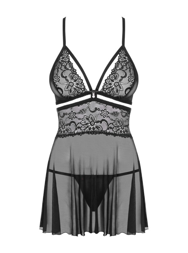 Bielizna 838 BAB 1 babydoll i stringi czarna XXL - obrazek 6
