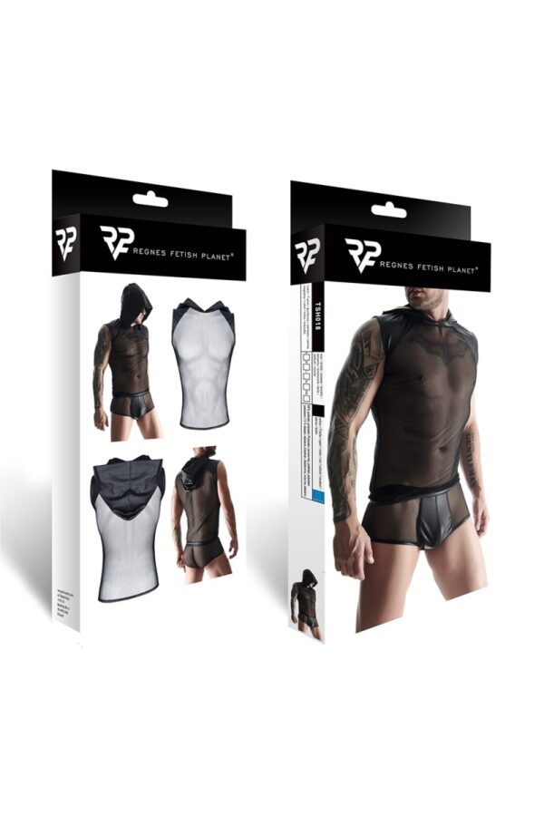 męski t shirt bez rękawów, z kapturem M - obrazek 6