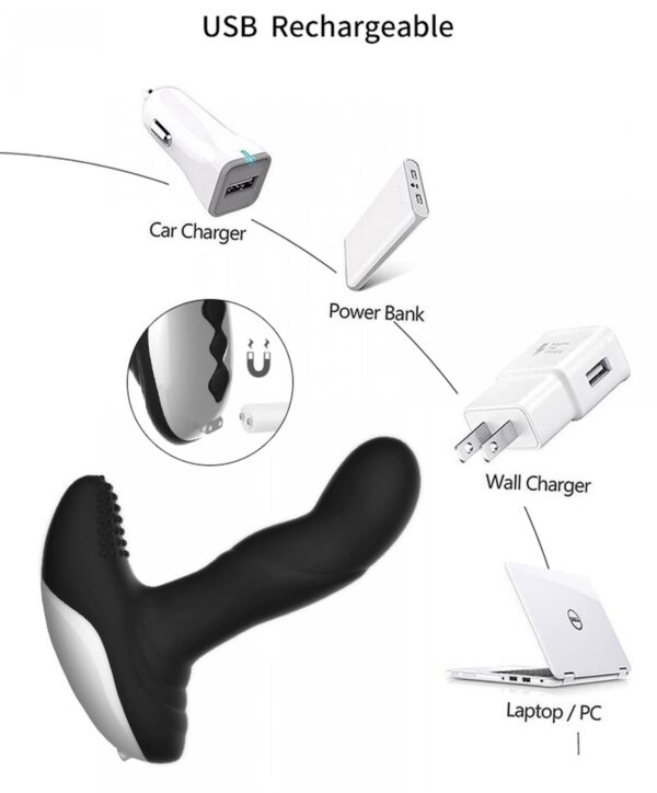 Wibrator Silicone Massager USB 7 Function + Pulsator / Heating BLACK - obrazek 6