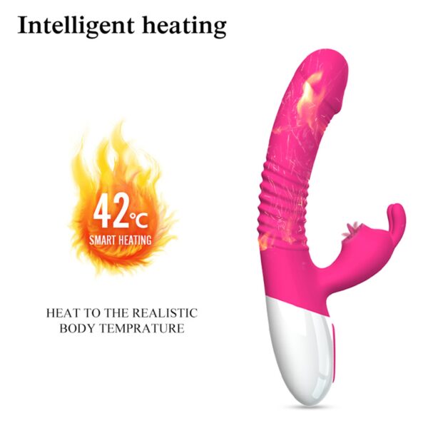 Wibrator  Silicone Vibrator USB 7 Powerful Licking and Thrusting Modes - obrazek 6