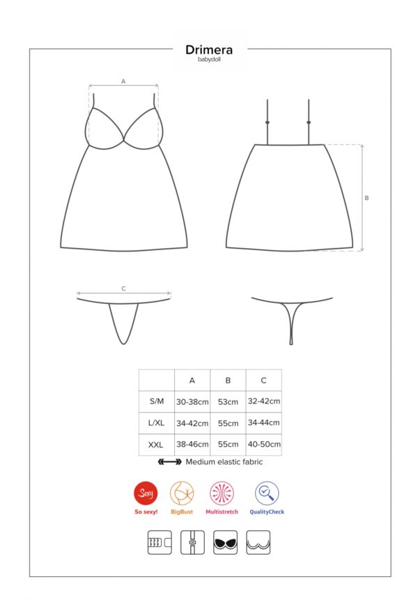 Bielizna Drimera babydoll i stringi niebieska  S/M - obrazek 6