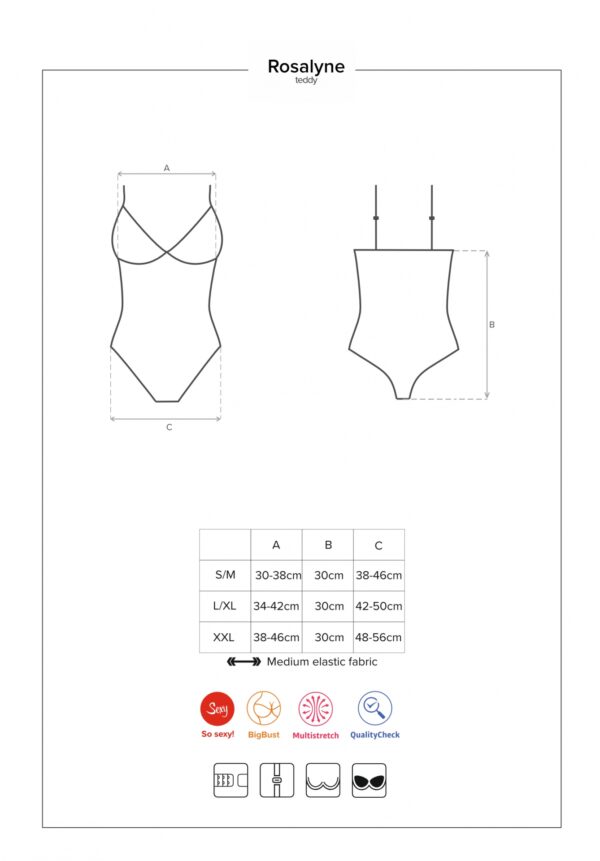 Bielizna Rosalyne body czerwone  S/M - obrazek 6