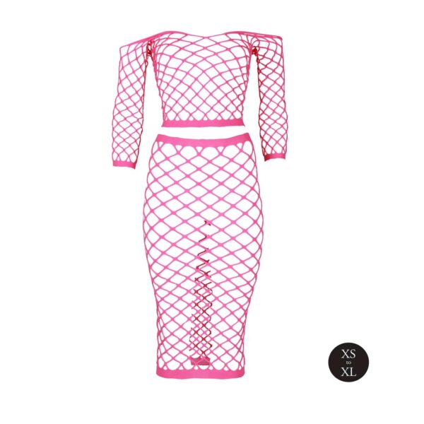Long Sleeve Crop Top and Long Skirt   Pink   XS/XL - obrazek 6