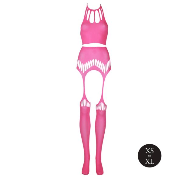Two Piece with Crop Top and Stockings   Pink   XS/XL - obrazek 6