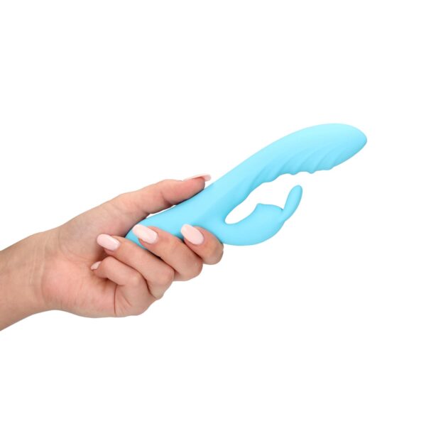 Ribbed Ultra Soft Silicone Rabbit Vibrator   Glacial Blue - obrazek 6