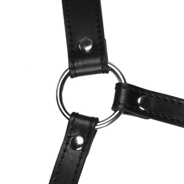 Head Harness with Mouth Cover and Solid Ball Gag   Black - obrazek 6