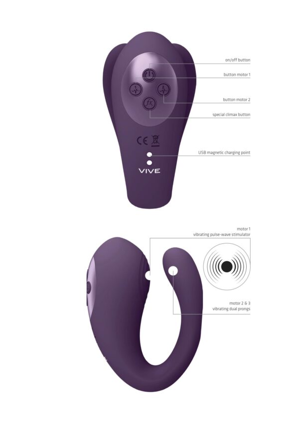 Yoko   Triple Action Vibrator Dual Prongs with Clitoral Pulse Wave - obrazek 6
