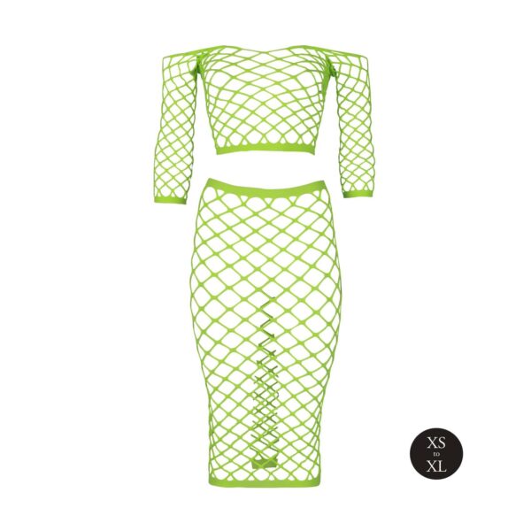 Long Sleeve Crop Top and Long Skirt   Green   XS/XL - obrazek 6