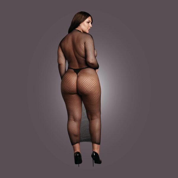 Long dress with fishnet structure and turtle neck. - obrazek 6
