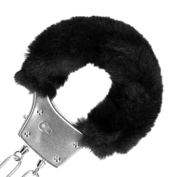 Furry Metal Hand Cuffs   Black - obrazek 6