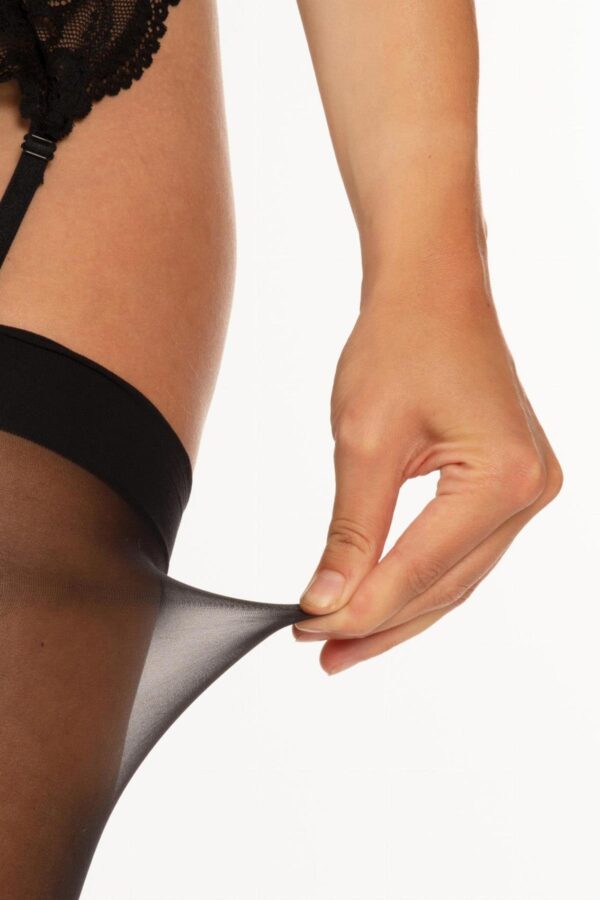 Suspender stockings anti ladder Glorious   black - obrazek 6