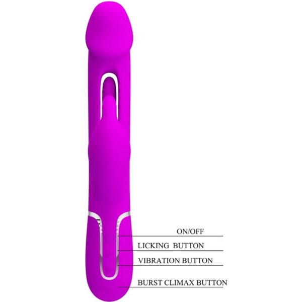 PRETTY LOVE   Kampas Rabbit 3 in 1, multifunction vibrator with tongue violet - obrazek 6