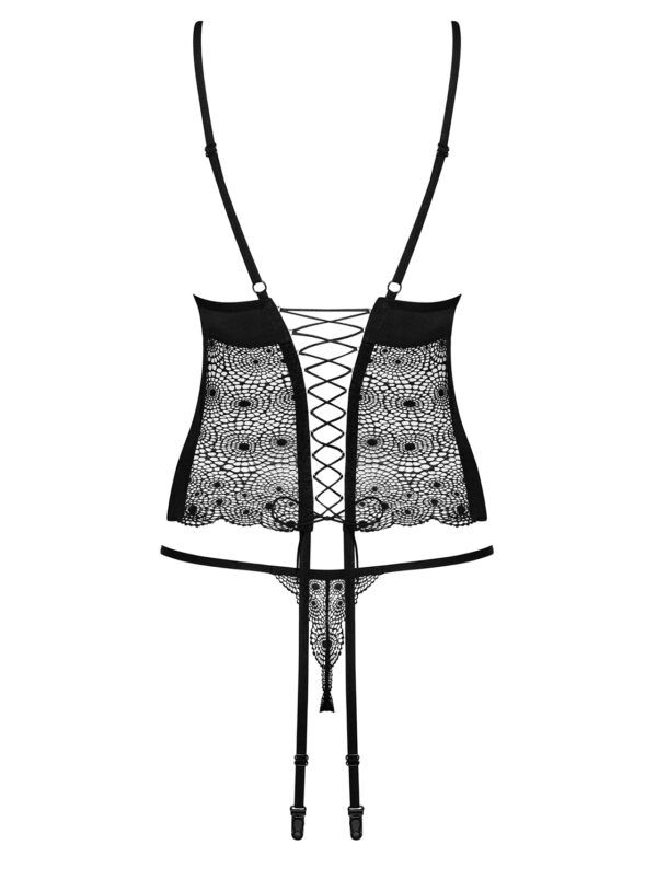 Bielizna Sharlotte gorset i stringi czarny  S/M - obrazek 6