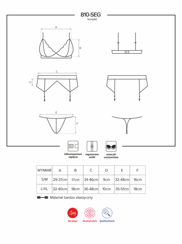 Bielizna 810 SEG 1 komplet 3 częściowy czarny  S/M - obrazek 7