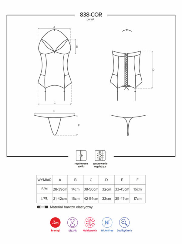 Bielizna 838 COR 3 gorset i stringi  S/M - obrazek 7