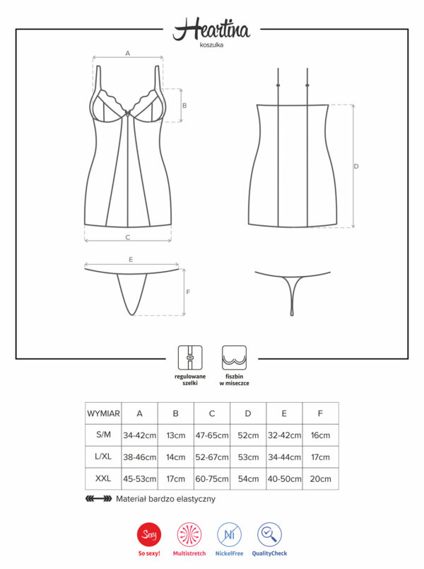Bielizna Heartina koszulka i stringi  S/M - obrazek 7