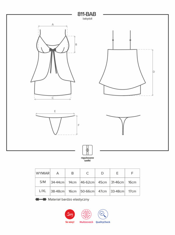 Bielizna 811 BAB 4 babydoll i stringi L/XL - obrazek 7