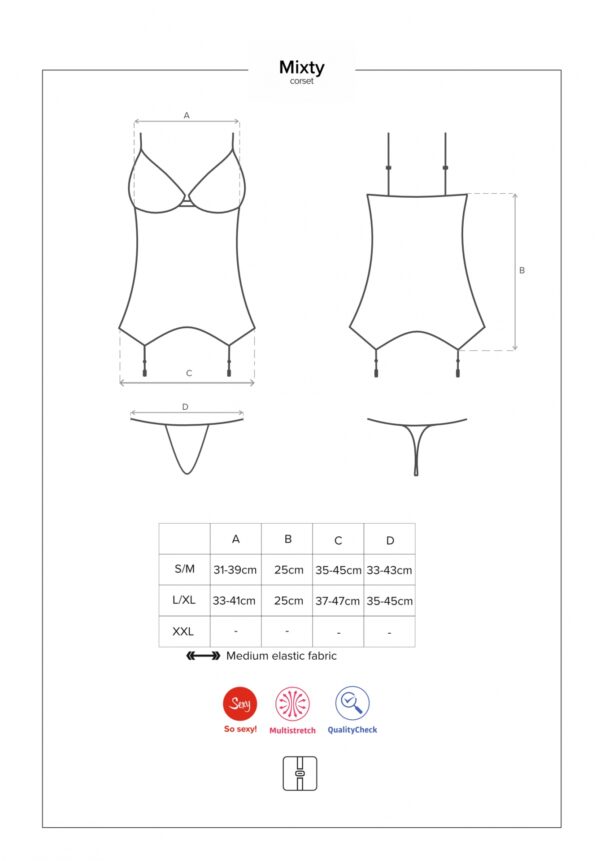 Bielizna Mixty gorset i stringi czarny L/XL - obrazek 7